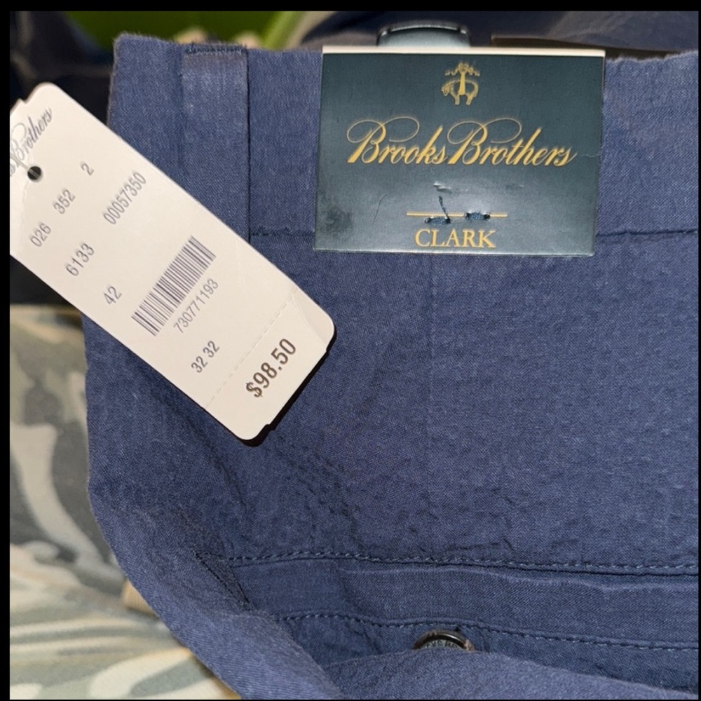 NWT Brooks Brothers Genuine Seersucker Navy Blue Men's Pants 32 x 32 - Picture 2 of 11
